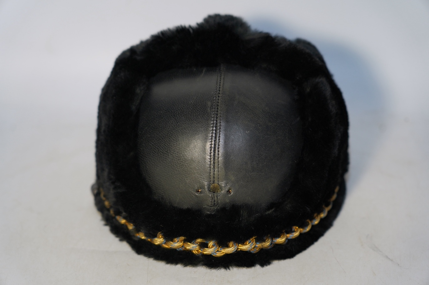 A Burberry RAF style dress hat and tin, 1920's